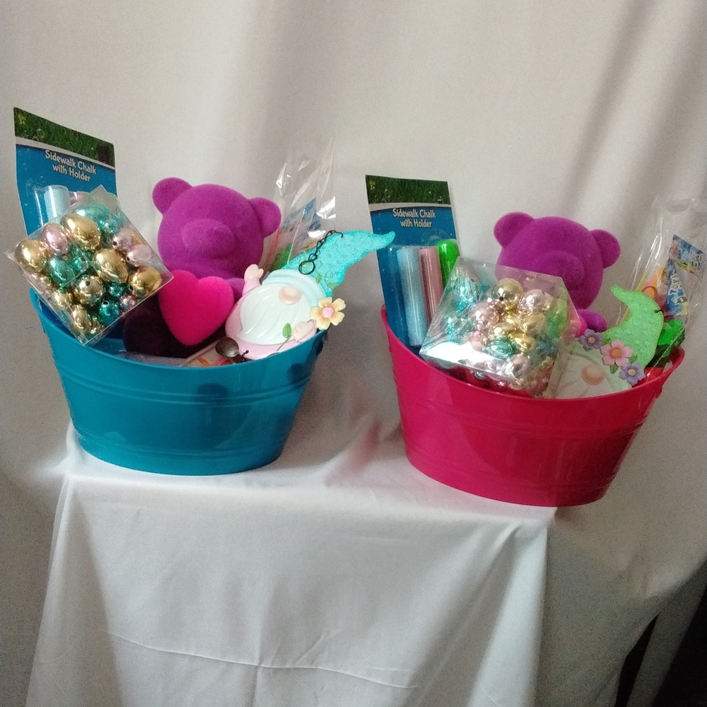 SOLD SOLD SOLD SOLD      Blue And Red Gift Basket w/ Purple Teddy Bear and Toys